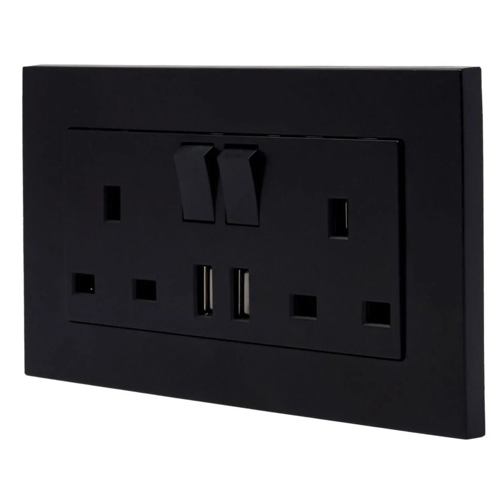 13A 2-Gang Switched Socket with USB Type A | Ledison
