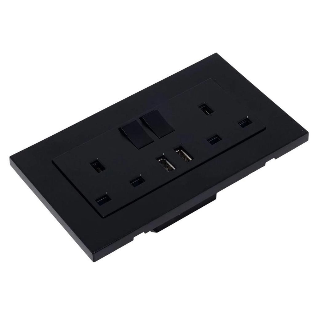 13A 2-Gang Switched Socket with USB Type A | Ledison