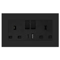 Black 13A 2-Gang Double UK Socket USB-A USB-C 5V | Ledison