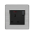 13A 1-Gang Switched Socket 230V | Ledison Stainless Steel Brushed Black