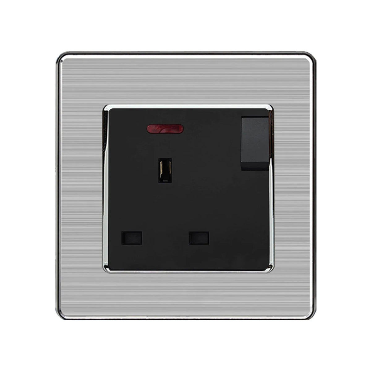 13A 1-Gang Switched Socket 230V | Ledison Stainless Steel Brushed Black
