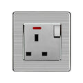 13A 1-Gang Switched Socket 230V Brushed Steel | Ledison