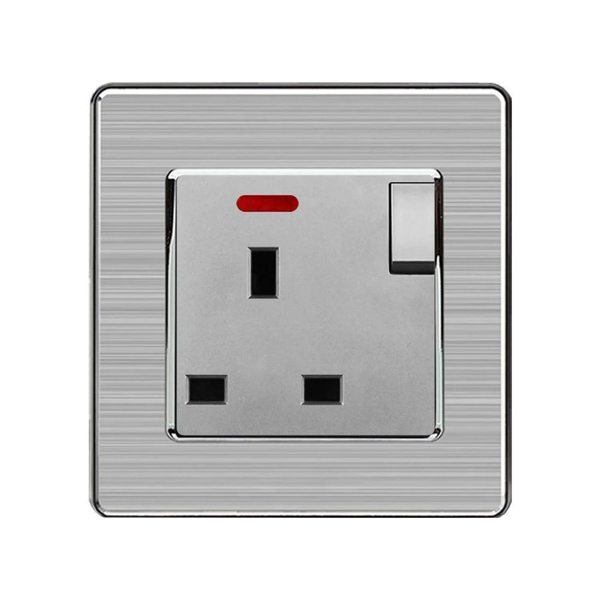 13A 1-Gang Switched Socket 230V Brushed Steel | Ledison