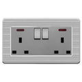 13A 2-Gang Switched Socket Brushed Stainless Steel | Ledison