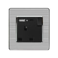13A 1-Gang Switched Socket USB A & C Brushed Steel Black | Ledison