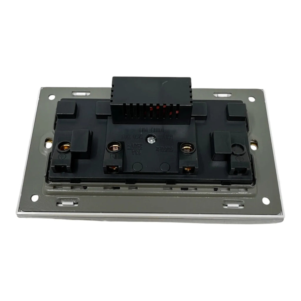 13A 2-Gang Switched Socket USB Type A & C | Ledison Tempered Glass