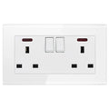 13A 2-Gang Switched Socket Tempered Glass | Ledison