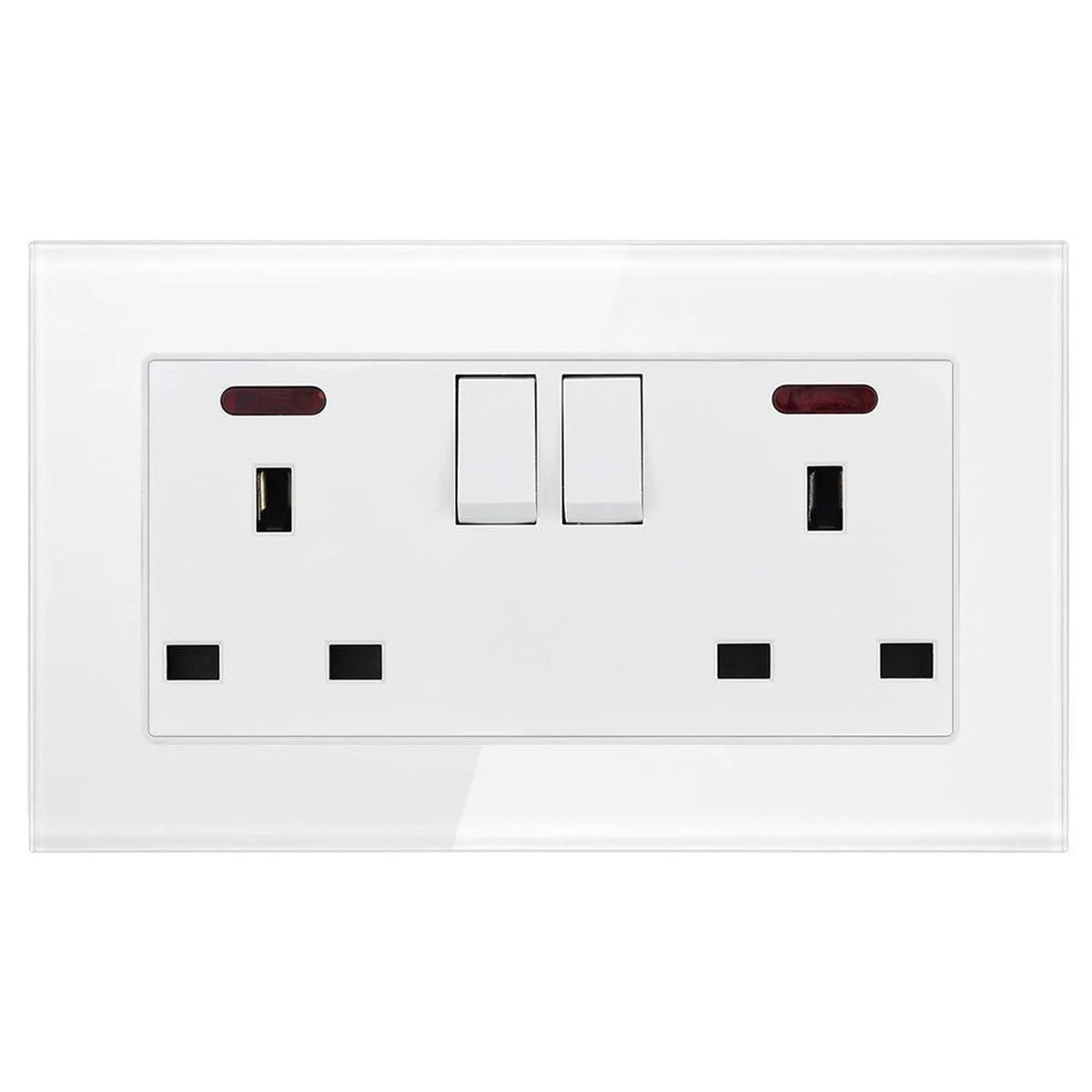 13A 2-Gang Switched Socket Tempered Glass | Ledison