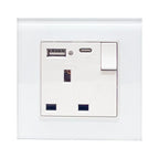 13A 1-Gang Switched Socket with USB A & C Ports | Ledison White