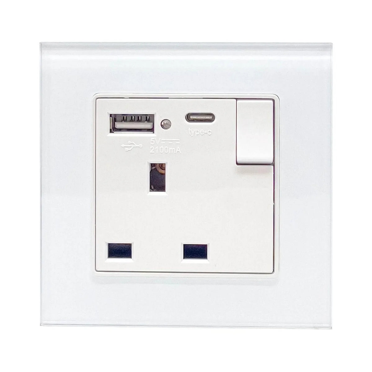 13A 1-Gang Switched Socket with USB A & C Ports | Ledison White