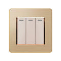 16A 3-Gang 2-Way Light Switch Gold Brushed Metallic Plate | Ledison