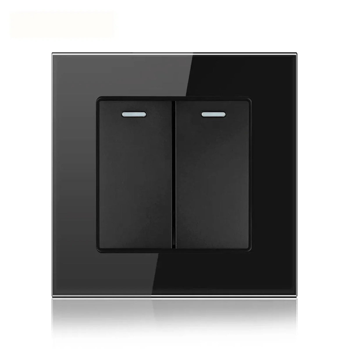 16AX 2-Gang 2-Way Light Switch Tempered Glass Black | Ledison