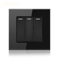 16AX 3-Gang 2-Way Light Switch Tempered Glass | Ledison Black