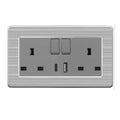 13A 2-Gang Double UK Socket with USB-A & USB-C | Ledison Brushed Steel