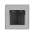 16AX 2-Gang 2-Way Light Switch Brushed Steel & Black | Ledison