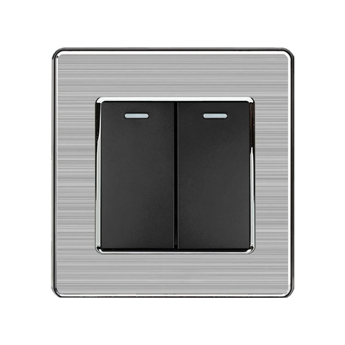 16AX 2-Gang 2-Way Light Switch Brushed Steel & Black | Ledison