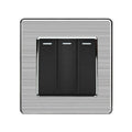16AX 3-Gang 2-Way Light Switch Brushed Steel | Ledison