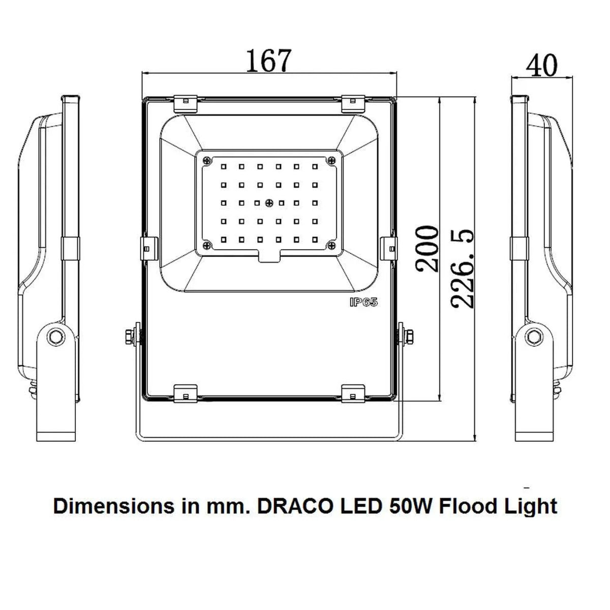 50W LED Flood Light IP65 6250lm 120° Beam | Ledison Draco