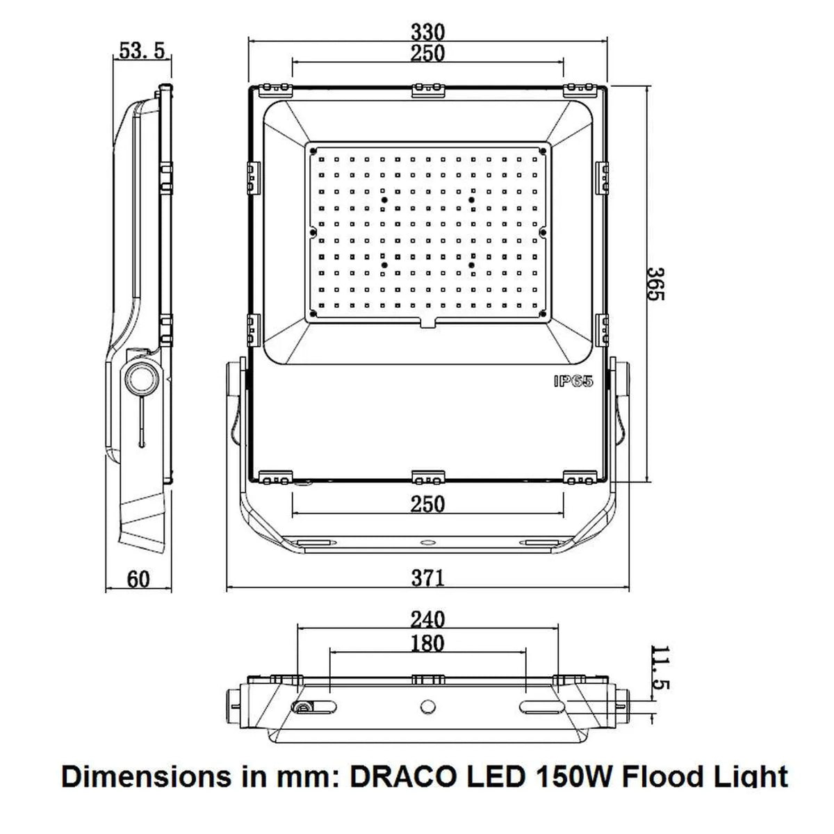 150W LED Floodlight IP66 22500lm Philips Driver | Ledison DRACO