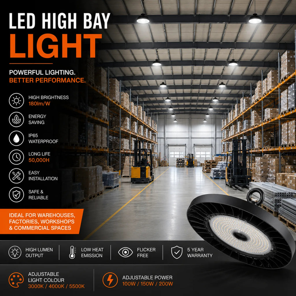 LED High Bay Light 100W/150W/200W Adjustable CCT | Ledison Paragon