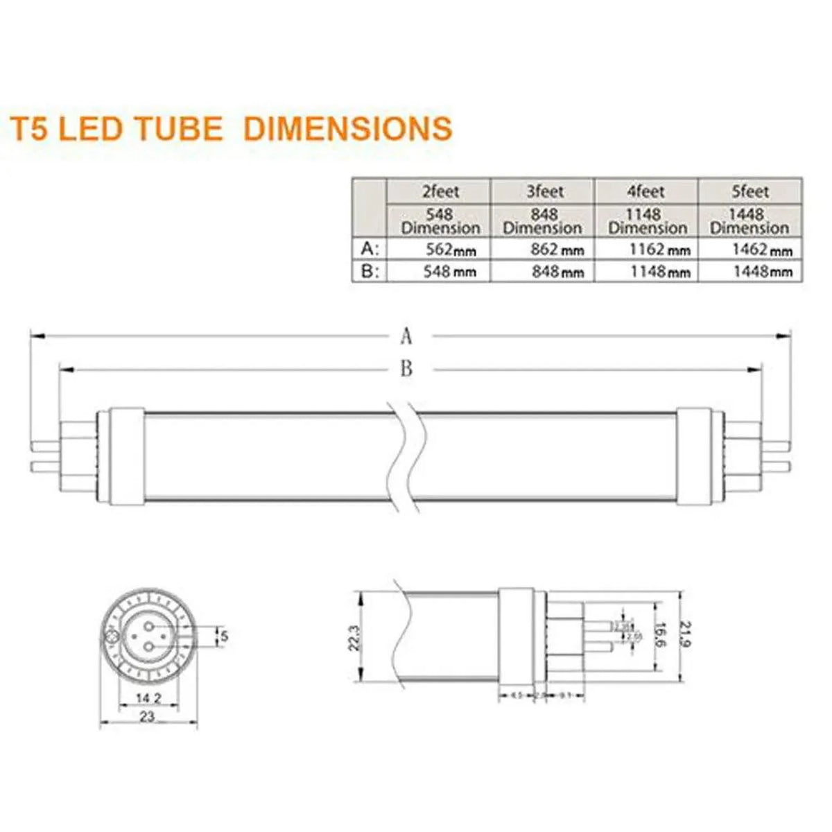 T5 LED Tube Light 150cm 25W 3000lm CRI>76 | Ledison