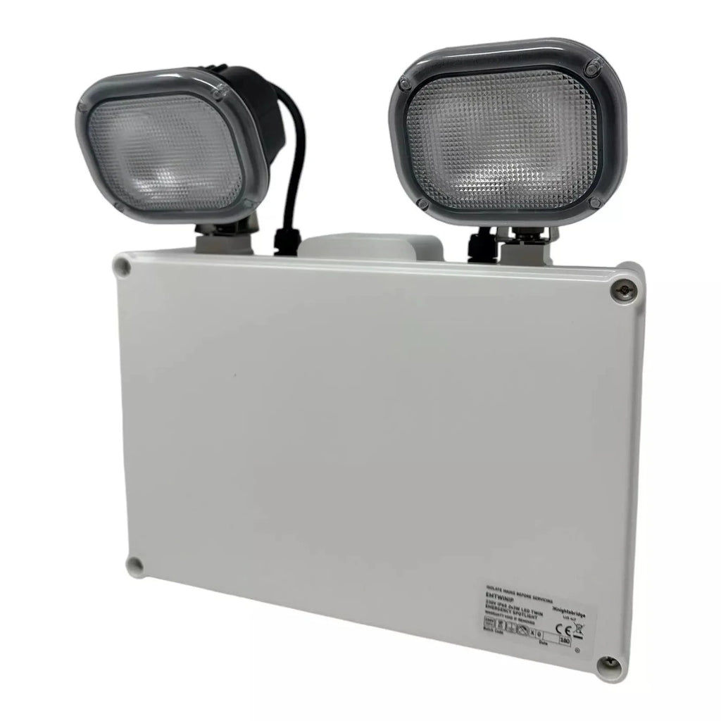 LED Twin Emergency Spotlight IP65 2x3W Self Test | Knightsbridge EMTWINST