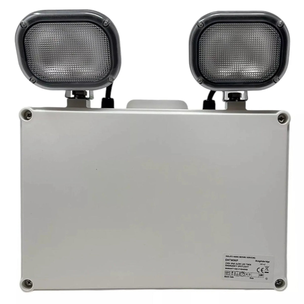 LED Twin Emergency Spotlight IP65 2x3W Self Test | Knightsbridge EMTWINST