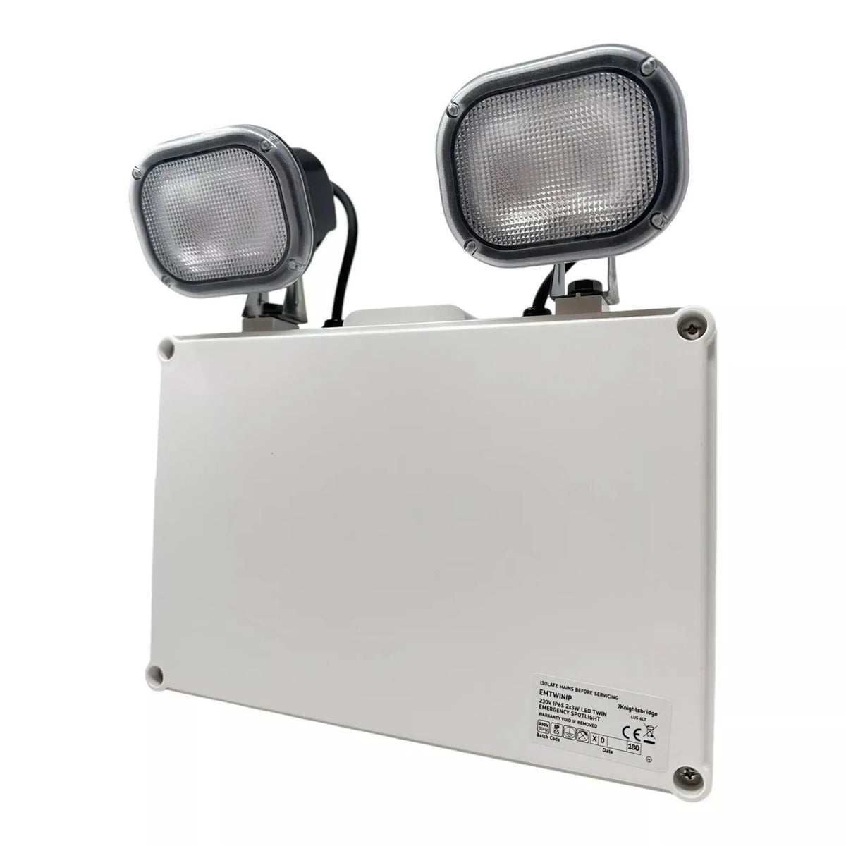 LED Twin Emergency Spotlight IP65 2x3W Self Test | Knightsbridge EMTWINST