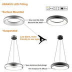 LED Uranus Round Suspended Ceiling Pendant 25W Grey | Ledison