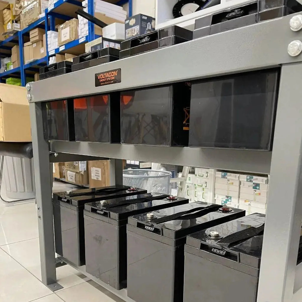 14.4kWh 48V GEL Battery Bank on Steel Racks | Voltacon