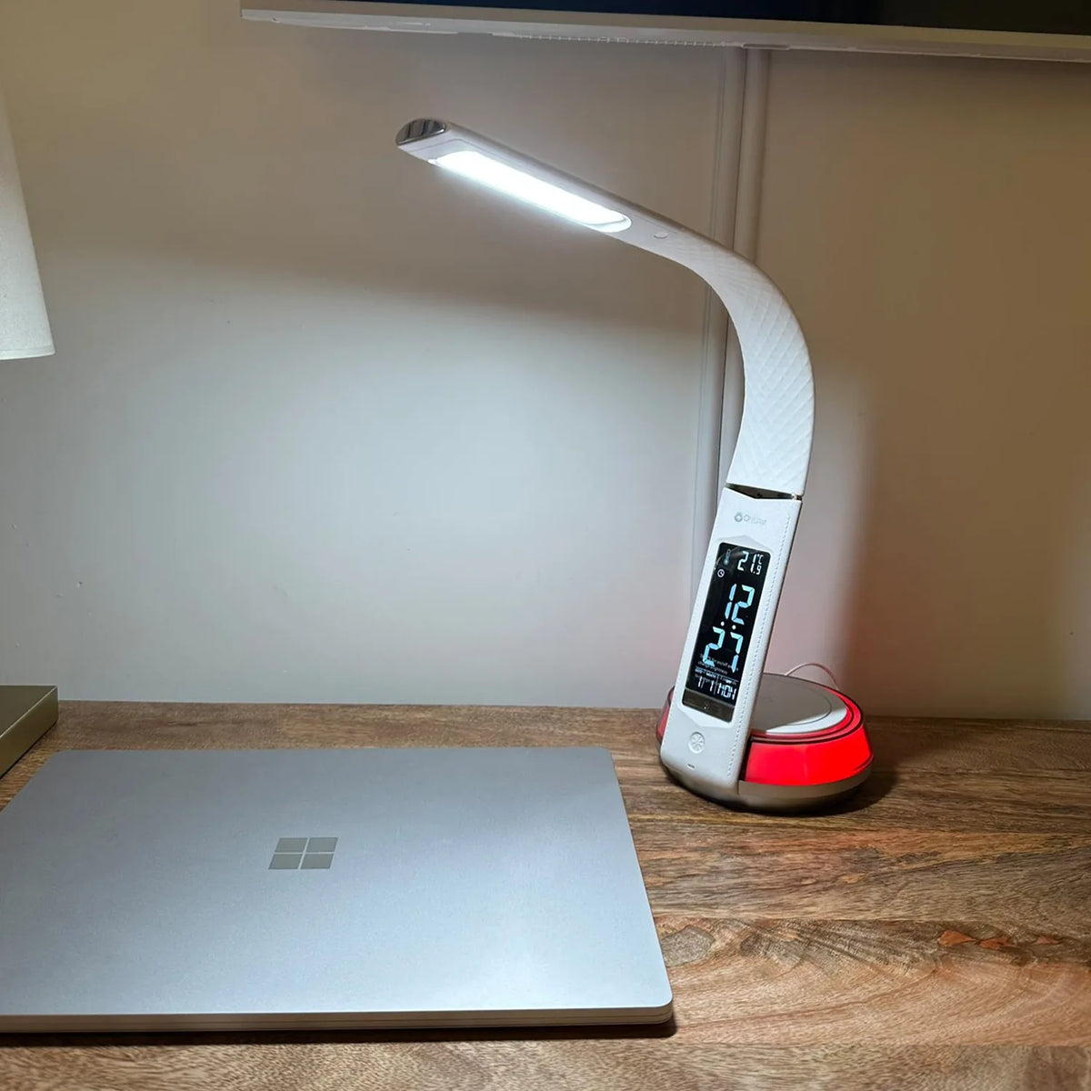 OttLite Wellness LED Desk Lamp with Clock & Qi Wireless Charging