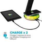 OttLite Wellness LED Desk Lamp with Clock & Qi Wireless Charging