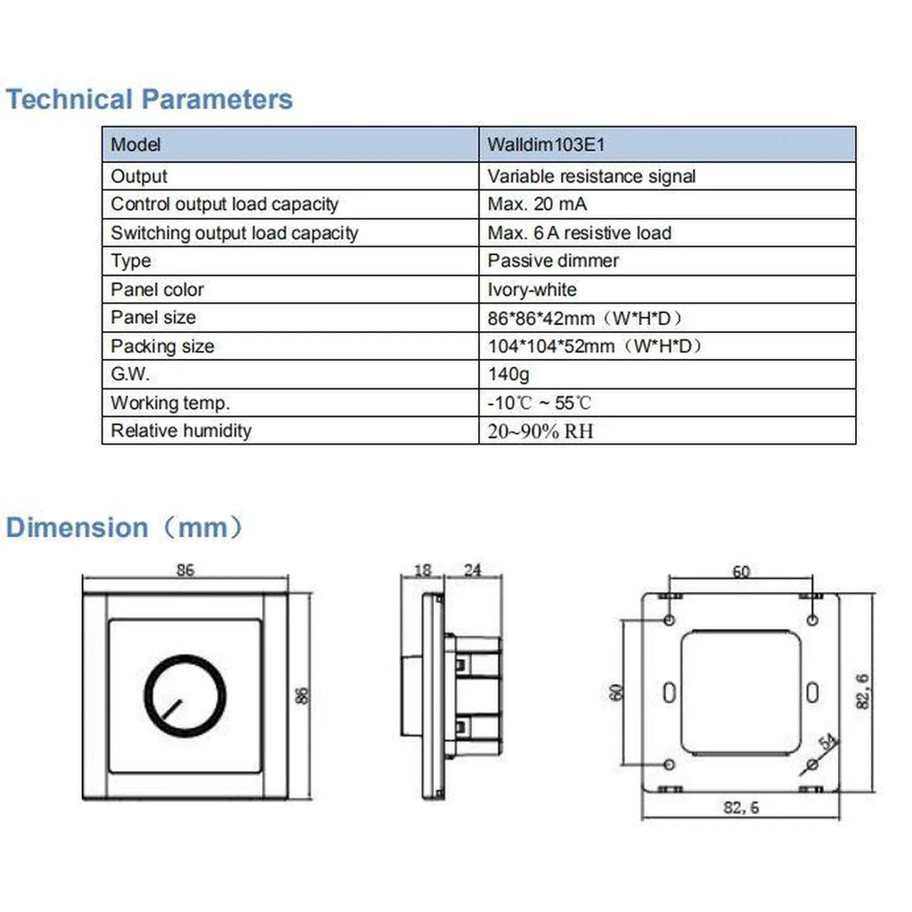 EUCHIPS 1-10V LED Wall Dimmer Switch | Rotary On/Off Control