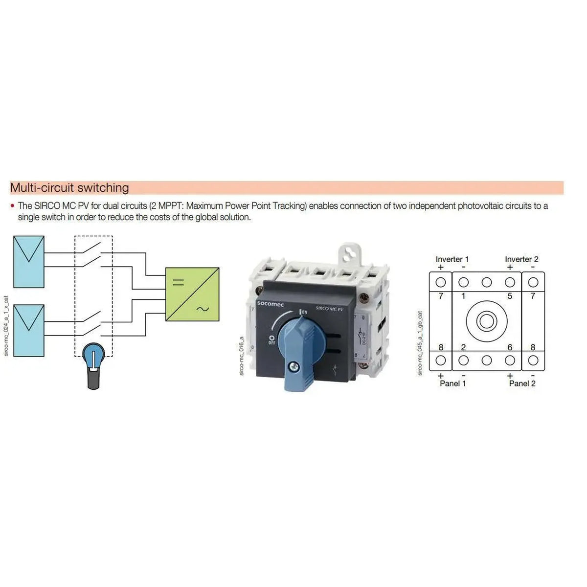 Sirco MC PV 40A 3-Pole DC Isolator Switch 1000VDC | Socomec