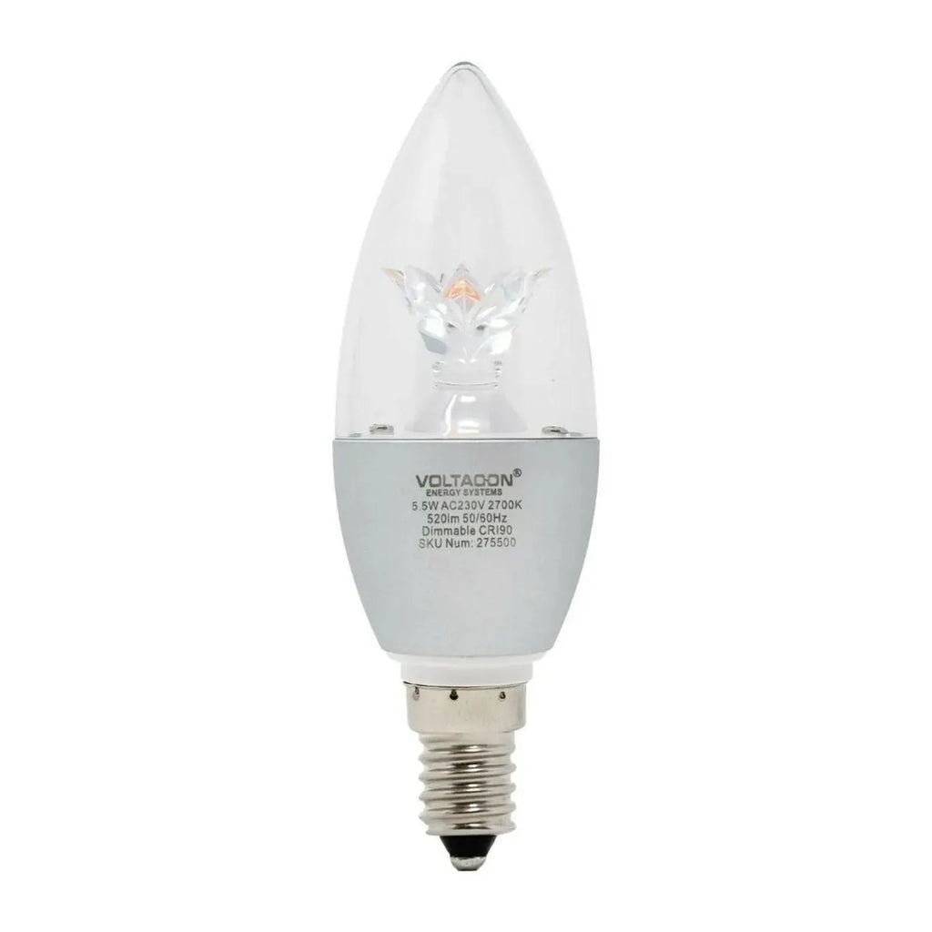 5.5W LED Candle Bulb Clear Dome E14 Dimmable 2700K | Ledison