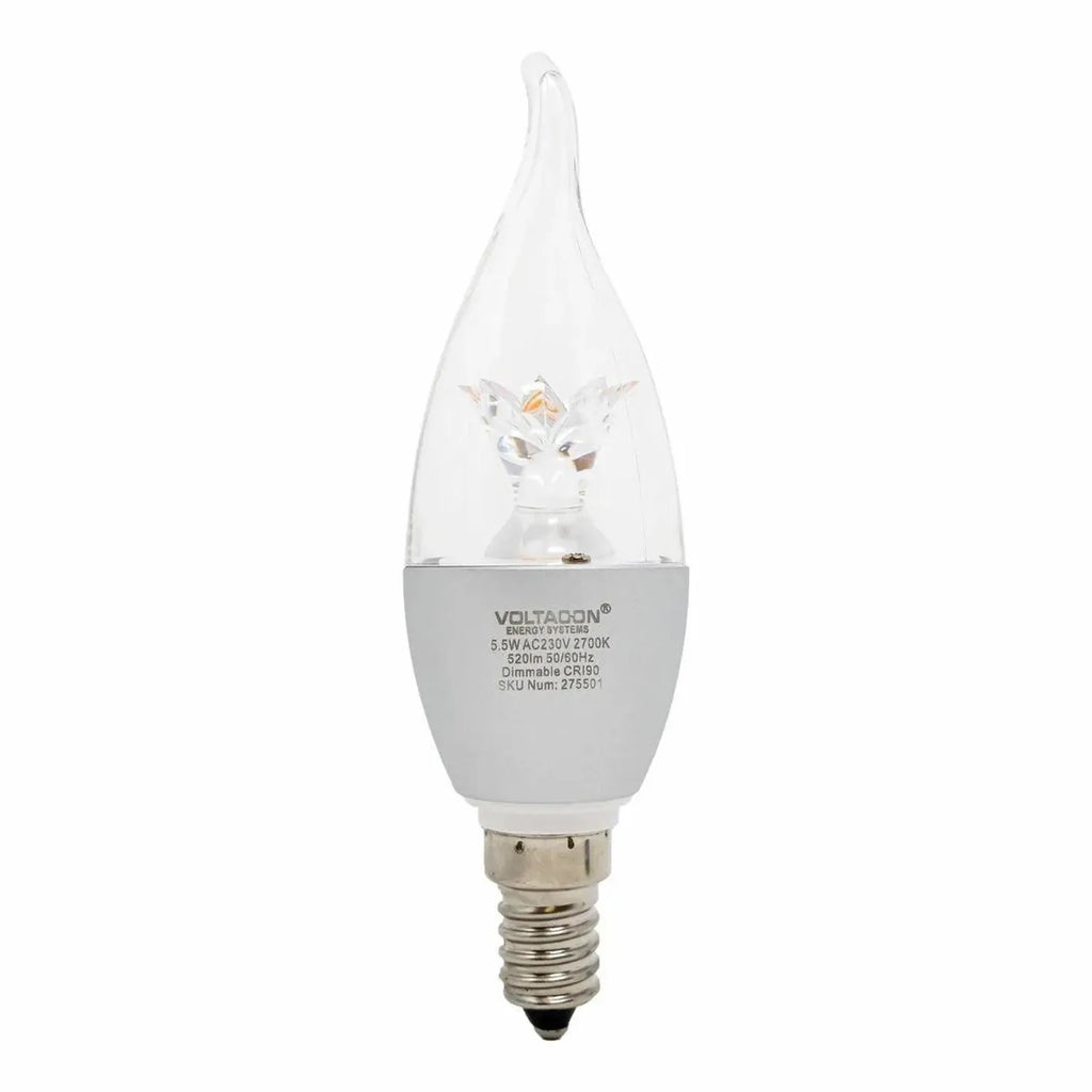 5.5W LED Candle Bulb Clear Dome E14 Dimmable 2700K | Ledison
