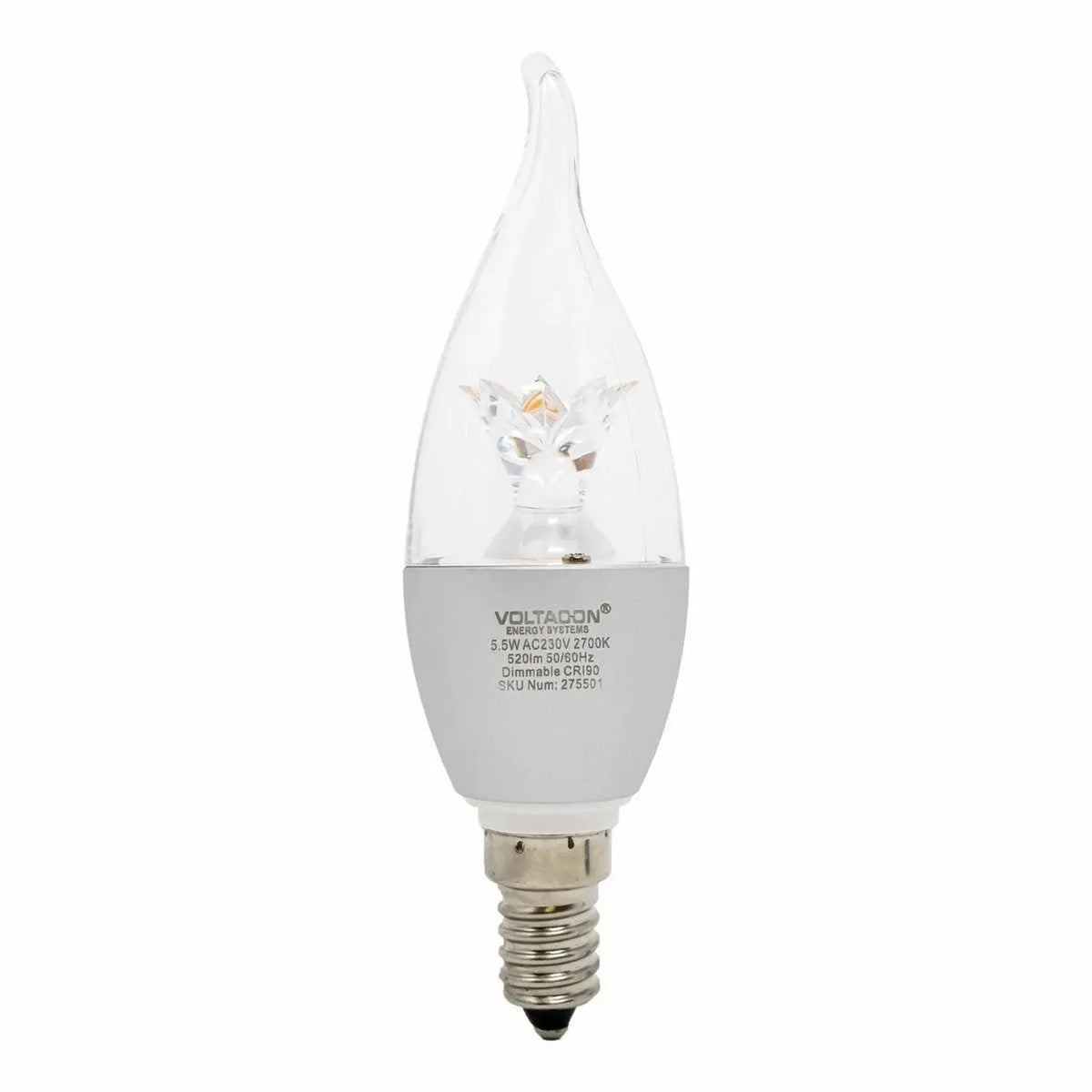5.5W LED Candle Bulb Clear Dome E14 Dimmable 2700K | Ledison
