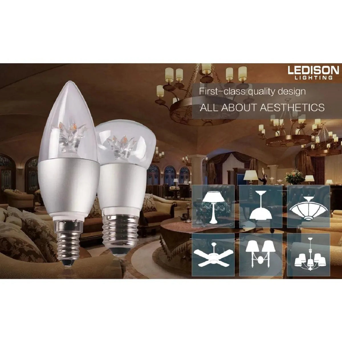 5.5W LED Small Globe Bulb E27 2700K Dimmable | Ledison
