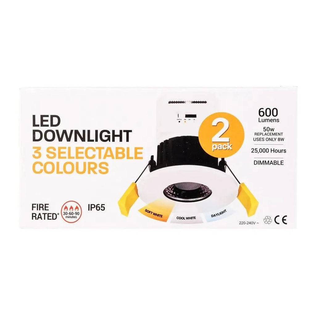 Altair Twin Pack Fire Rated LED Downlight 8W Tri-Colour IP65