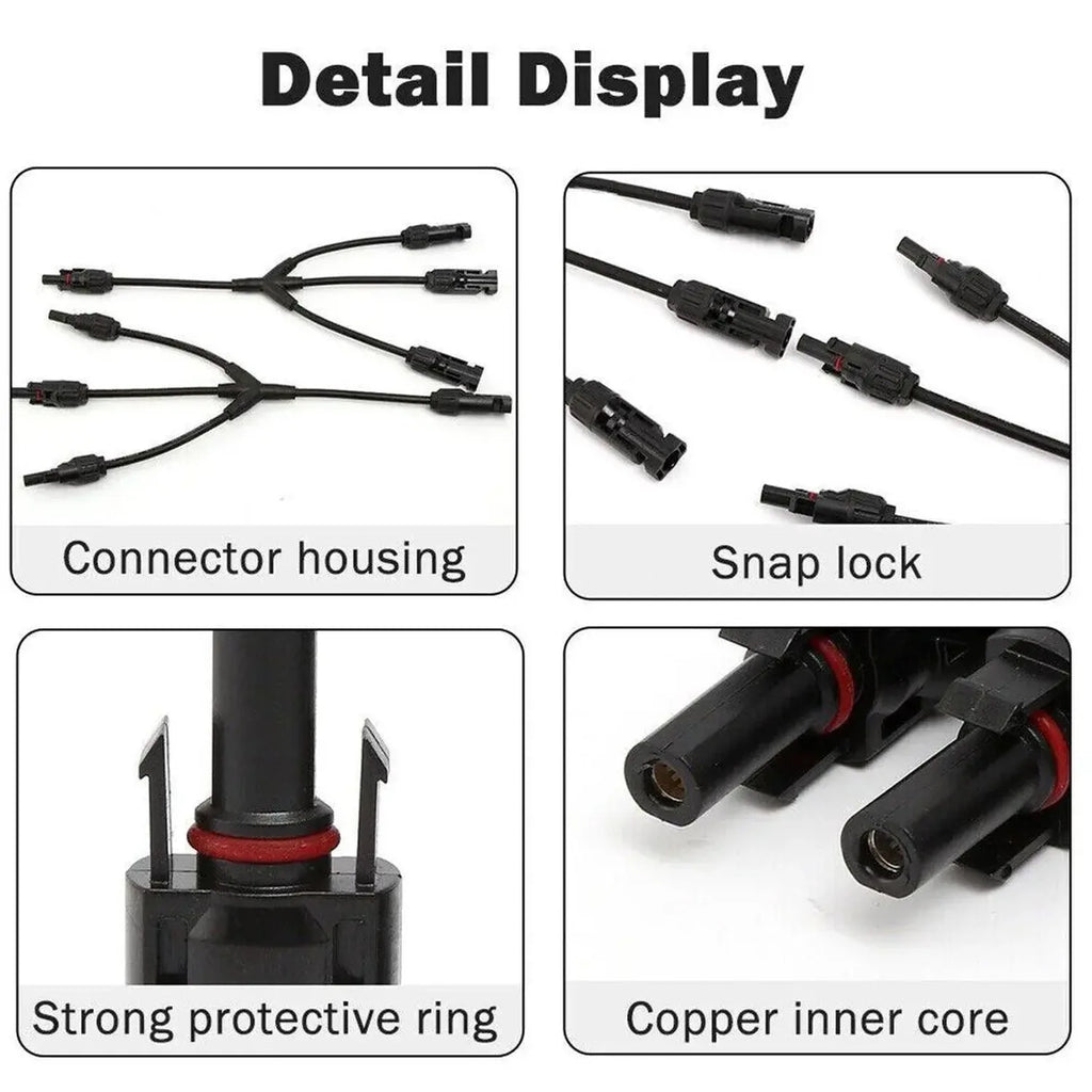 Solar Y-Branch Cable Splitter 3-Way In 1-Way Out MC4-Compatible