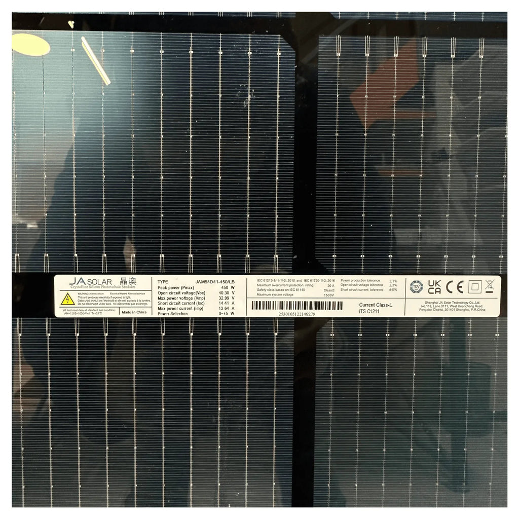 JA Solar 450W All Black N-Type Bifacial Solar Panel | JAM54D41-450/LB