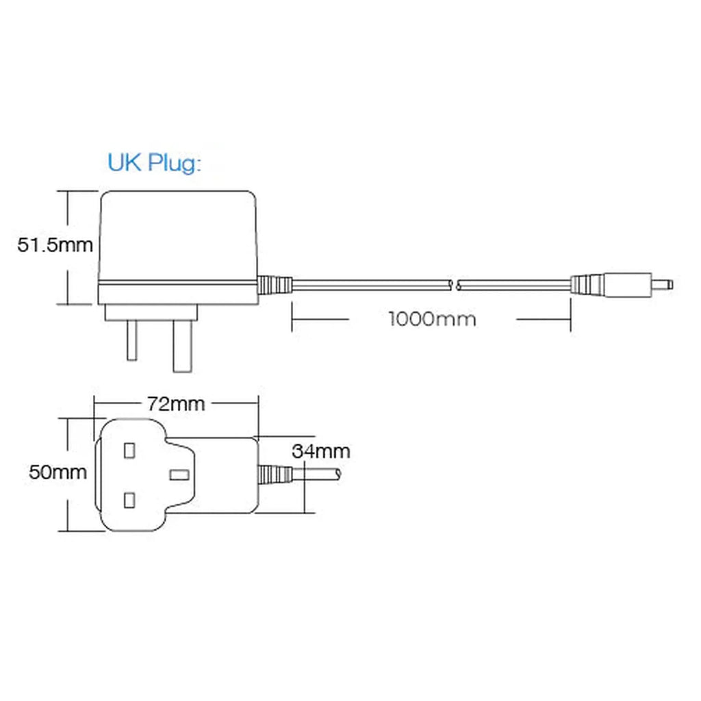 24V 1A Mains Power Supply Adaptor UK Plug 230VAC Input