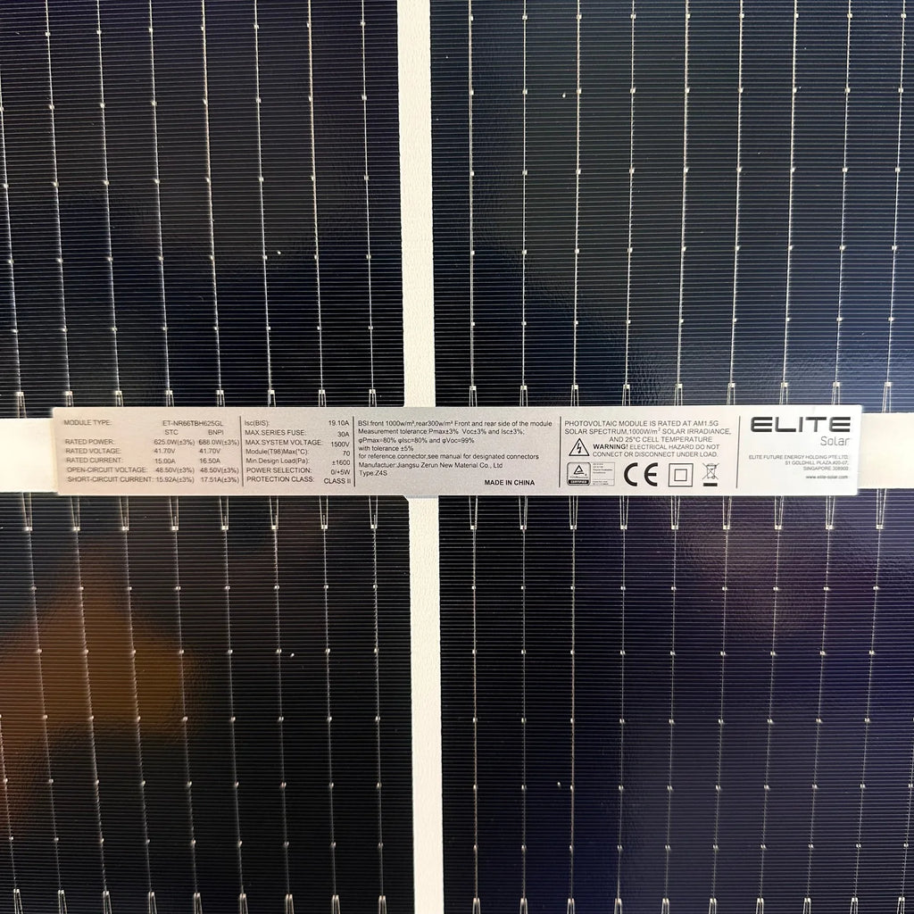 625W Bifacial N-Type Solar Panel Dual Glass | Pallet of 6