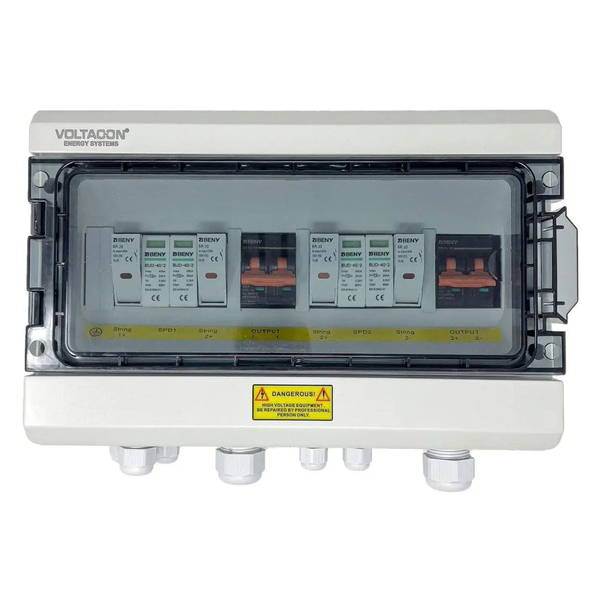 PV DC Combiner Box 2-In 2-Out 600V IP65 | Voltacon
