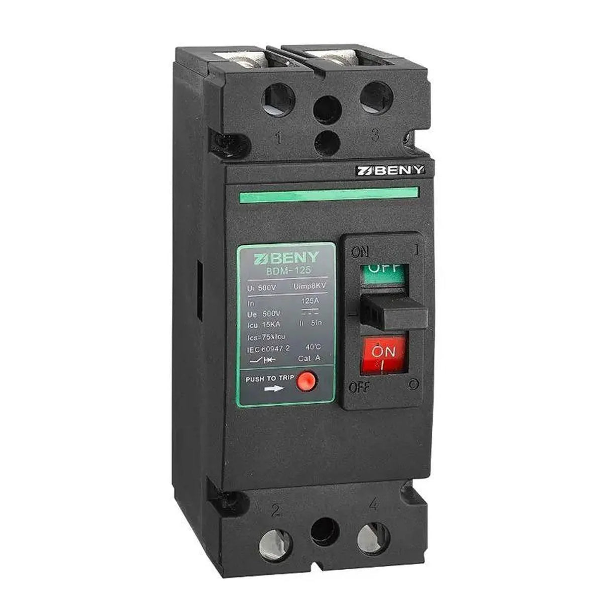DC MCCB Circuit Breaker 500V 2-Pole for Solar PV & Batteries