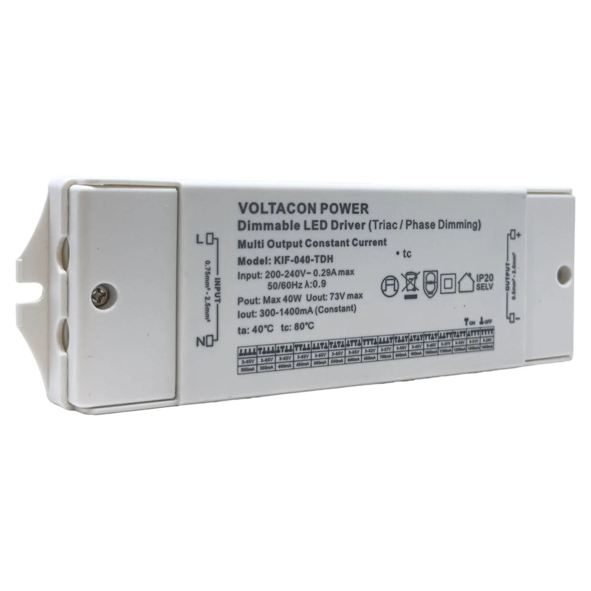 40W LED Dimmable Driver Constant Current TRIAC/ELV | Euchips