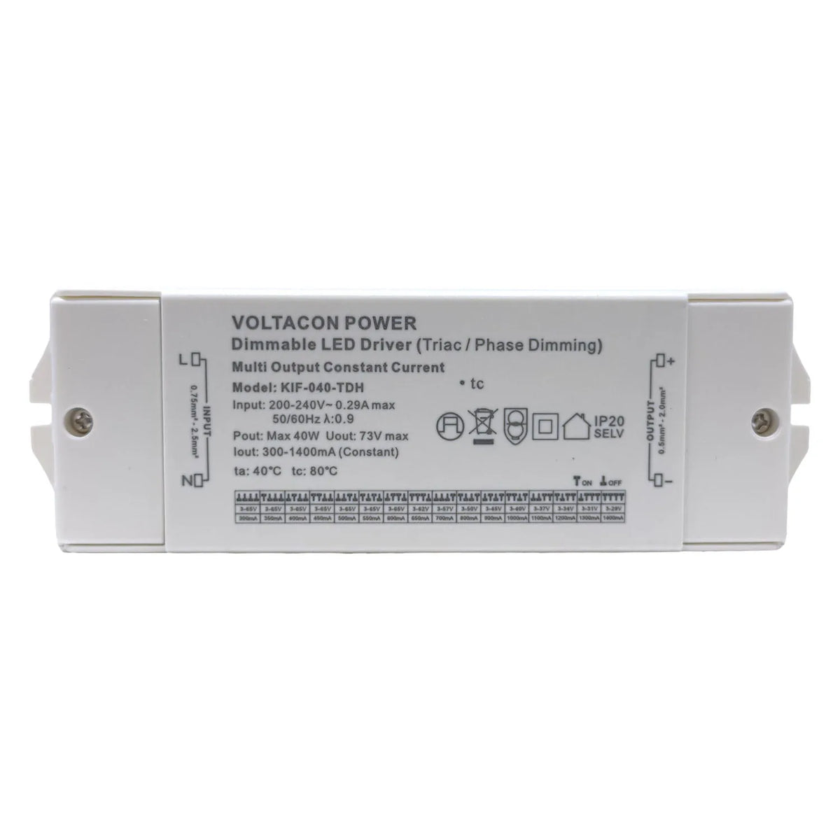 40W LED Dimmable Driver Constant Current TRIAC/ELV | Euchips