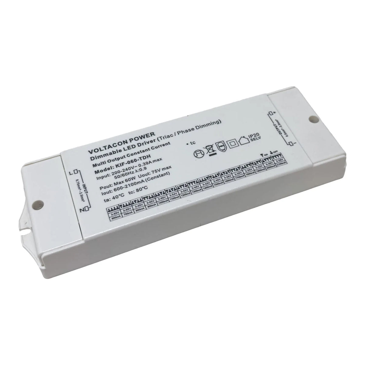 60W Constant Current LED Dimmable Driver TRIAC/ELV | Euchips EUP45T-1HMC-0