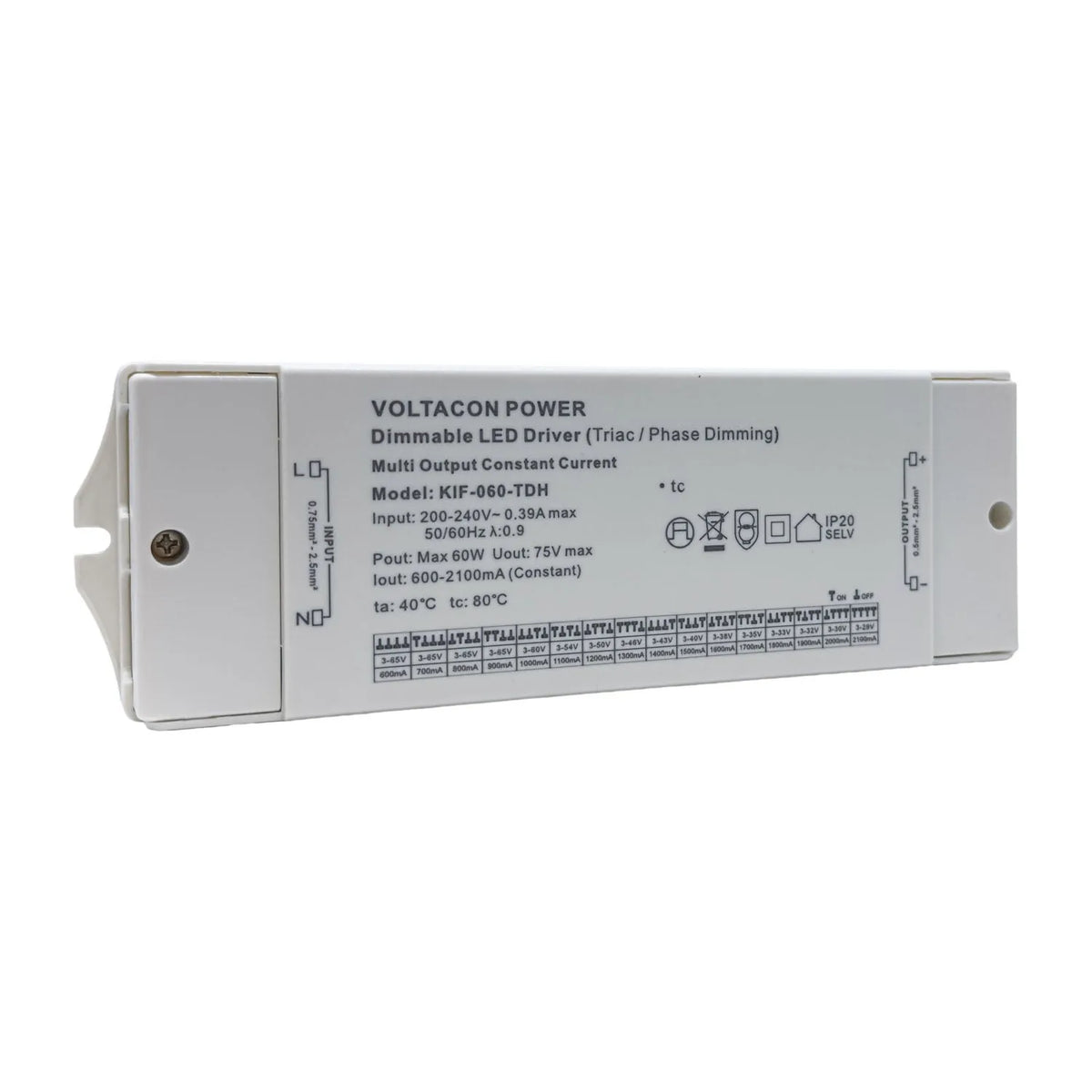 60W Constant Current LED Dimmable Driver TRIAC/ELV | Euchips EUP45T-1HMC-0