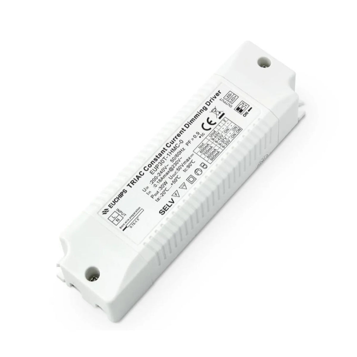 LED Dimmable Driver 30W TRIAC Constant Current | Euchips EUP30T-1HMC-0